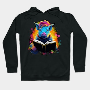 Pot-Bellied Pig Reads Book Hoodie